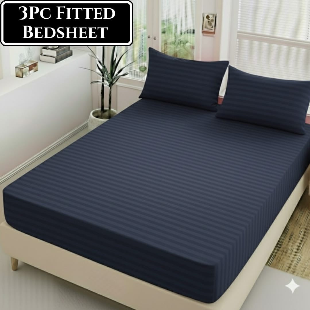 Stripe Premium Fitted Bedsheet Set – 3PC