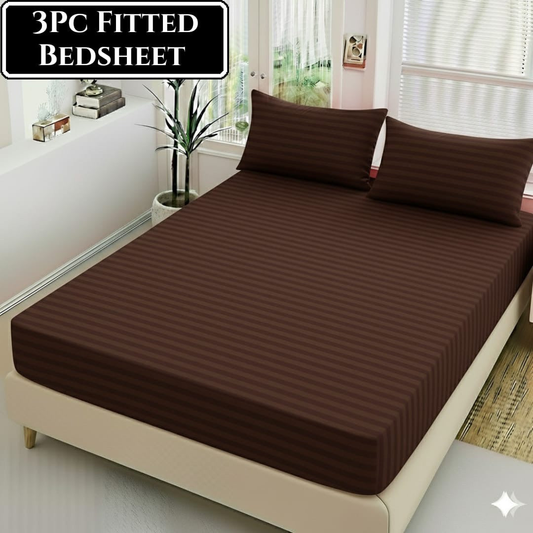 Stripe Premium Fitted Bedsheet Set – 3PC